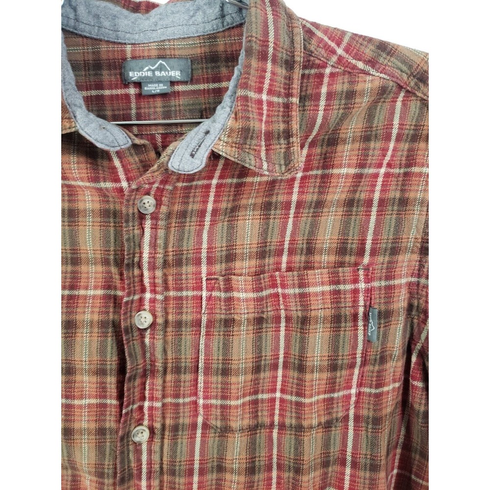 Eddie Bauer Flannel Size Large Plaid Button Down Outdoor‎ Wilderness Edition